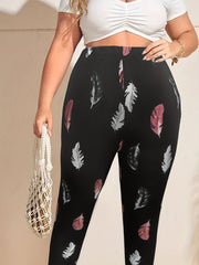 Women's Plus Feather Print High Rise Skinny Trousers