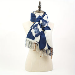 Cashmere Scarf Long Warm Fringed Shawl Casual Plaid Printed Unisex Wrap