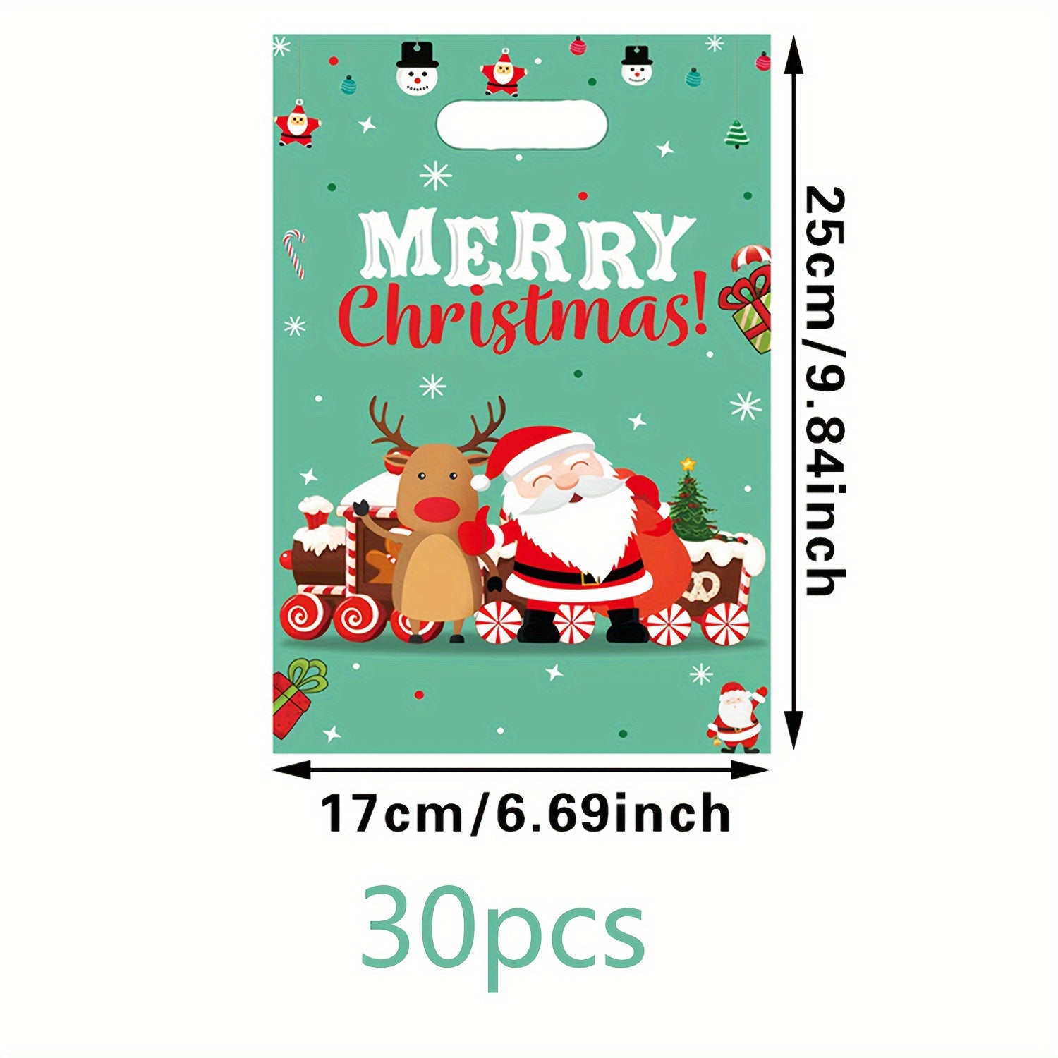 30pcs Christmas Gift Bags Santa Elk Theme Holiday Split Bags