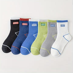 6 Pairs Kids' Embroidered 'PERFECT' Short Socks