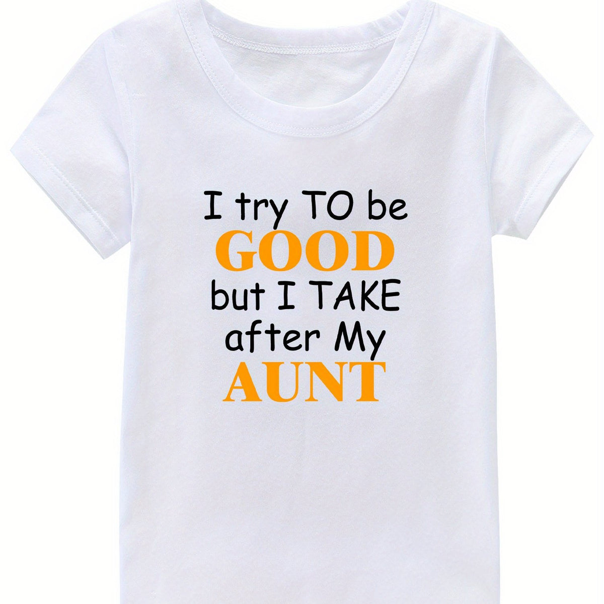 Good Aunt Print Girl's Cotton T-shirt for Summer