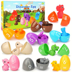 Set of 10 Dino Eggs & Dinosaurs - Easter Basket Stuffer for Kids 3+