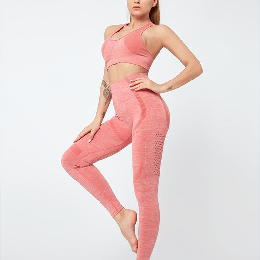 2pcs Yoga Suit Quick Drying Sports Tank Top Bra & High Waist Leggings