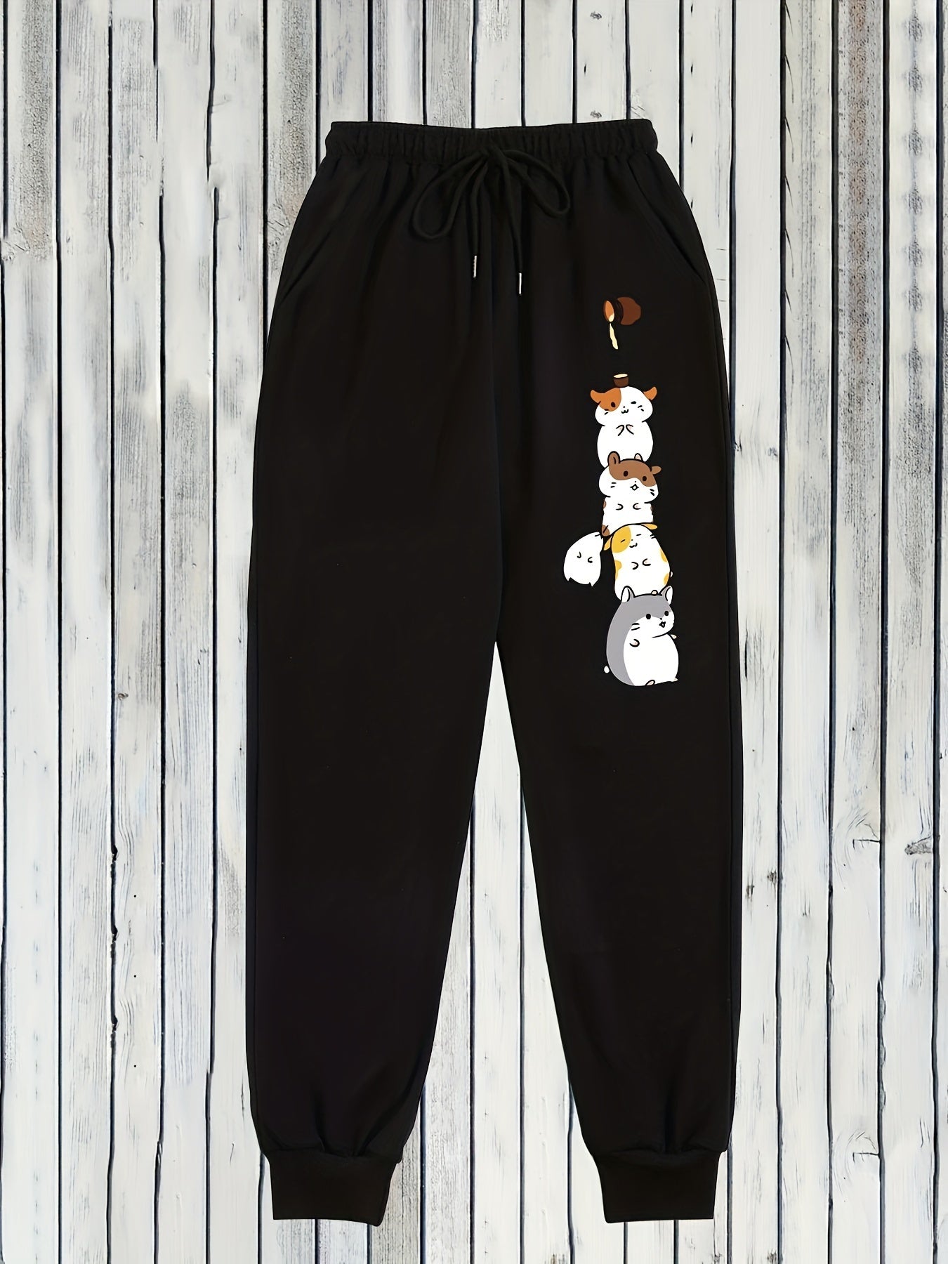  Animal Print Drawstring Sweatpants Women's Plus Elastic Sweatpants