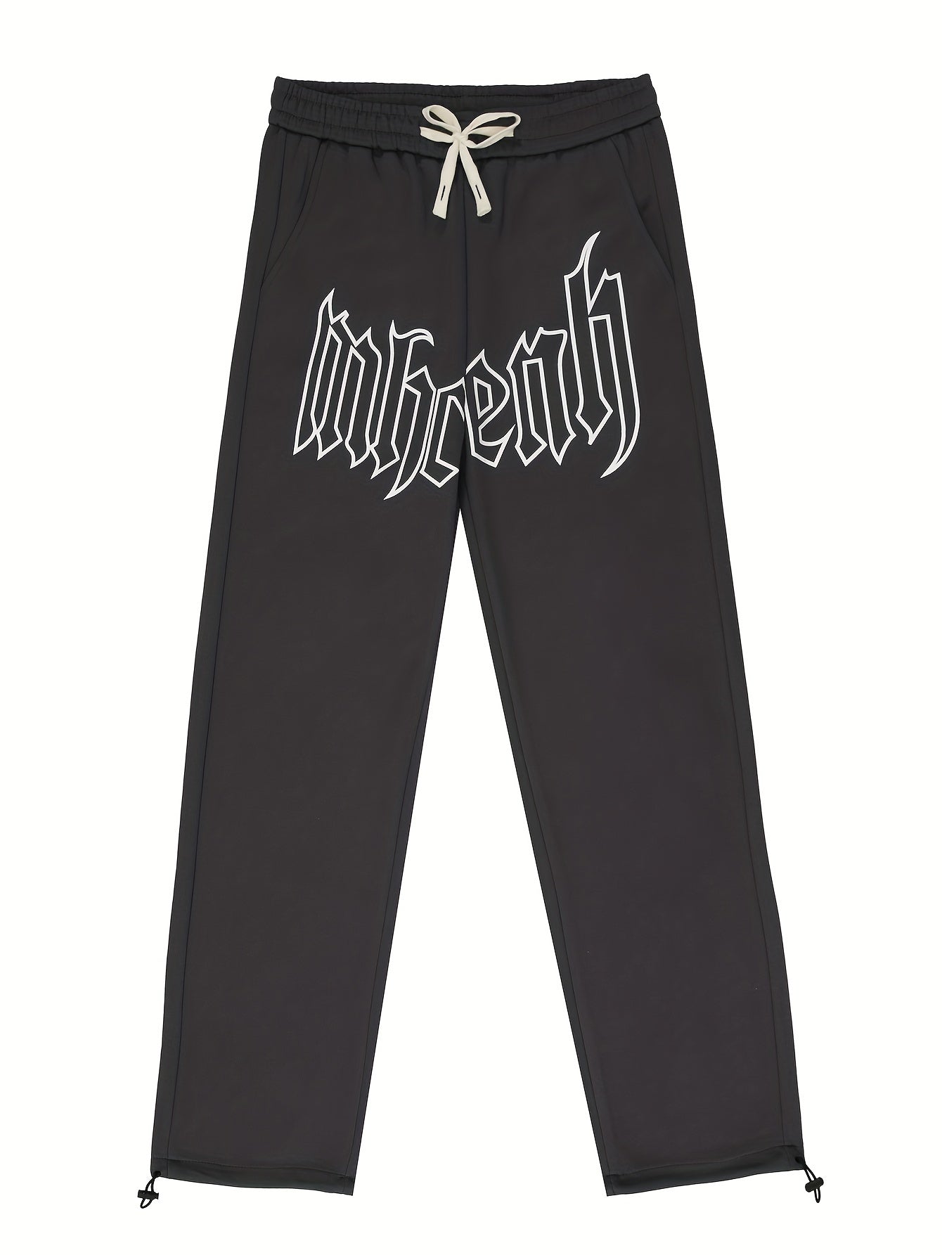 Men's Loose Letters Pattern Pants w/ Pockets Drawstring Trousers