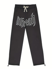 Men's Loose Letters Pattern Pants w/ Pockets Drawstring Trousers