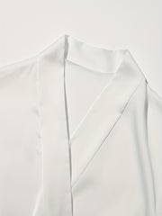 Satin Lounge Robe with Lace Trim V-Neck Long Sleeve Belted Women's Loungewear