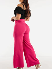 Casual Pants Women's Plus Solid Stitching Elastic High Rise