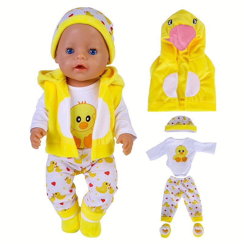 5pcs Yellow Duck Doll Clothes Set for 43-45cm Newborn Dolls
