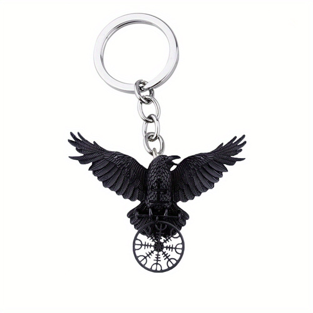 Goth Crow Keychain Viking Symbol Animal Key Chain Ring Purse Bag Backpack