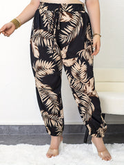  Boho Pants Women Leaf Print Tapered Leg P