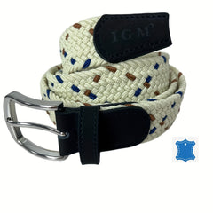 Casual Beige Square Plaited Belt Men's Canvas Woven Belt