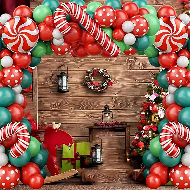 Christmas Candy Cane Foil Balloon Set 81 Pieces for Party Arch Decoration