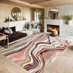 Striped Wave Area Rug Soft Faux Sheepskin Floor Mat for Living Room Bedroom
