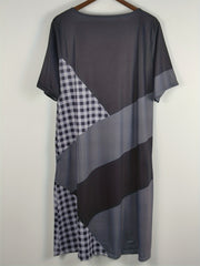Women's Plus Gingham Print Short Sleeve Dress with Pockets