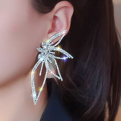 Rhinestone Maple Leaf Stud Earrings