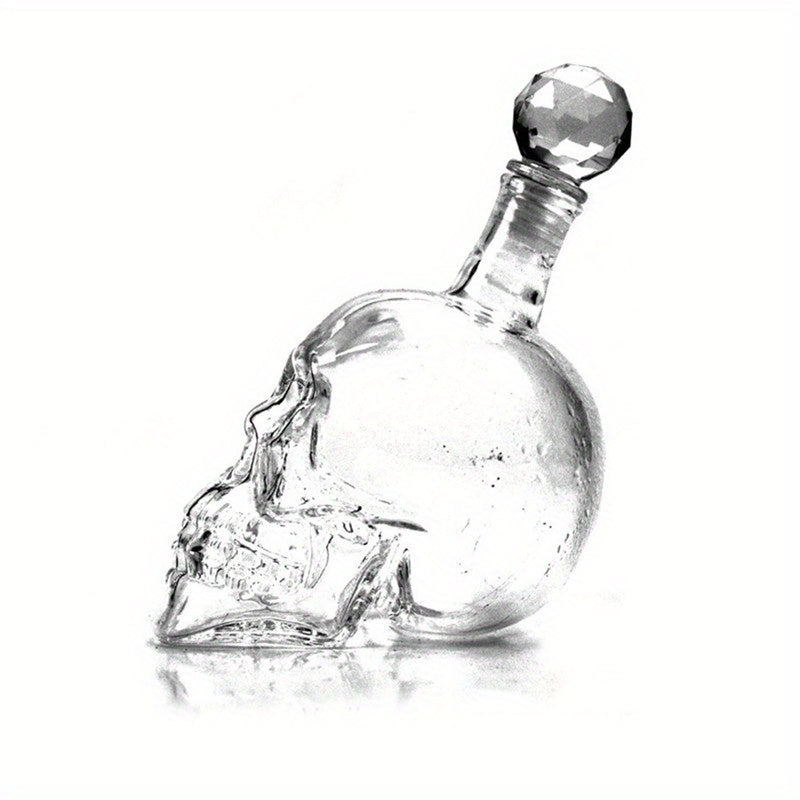 Crystal Skull Head Vodka Whiskey Drinking Bottle 19oz Home Bar Decanter