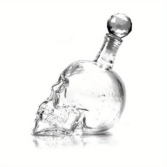 Crystal Skull Head Vodka Whiskey Drinking Bottle 19oz Home Bar Decanter