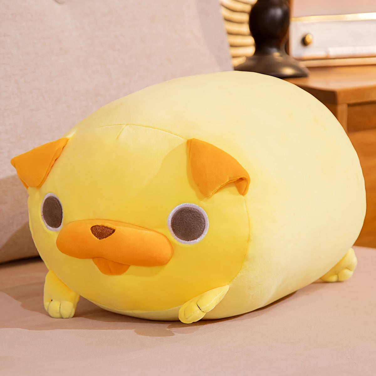 Yellow French Bulldog Plush Toy Soft Stuffed Animal Compact Size