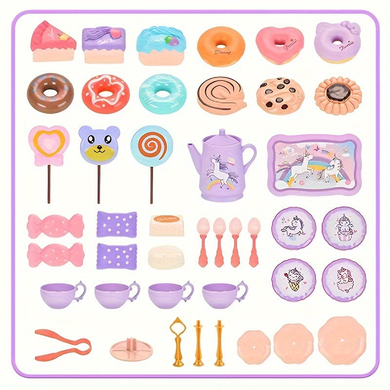 44pc Princess Tea Party Set with Pretend Plastic Teapot Role Playing Toys