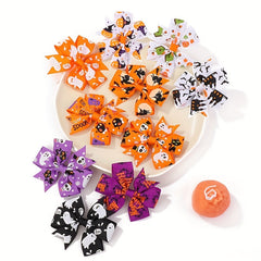 10pcs Halloween Ghost Print Bow Hair Clips for Baby Girls Hair Accessories