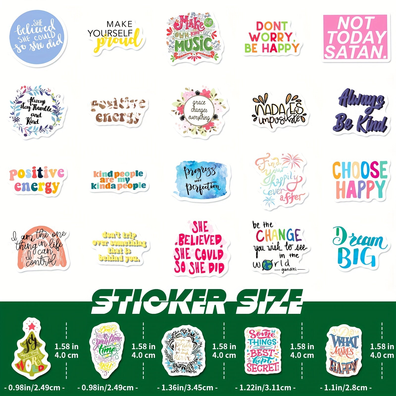 50pcs Inspirational Stickers Waterproof Positive Affirmation Words Motivational