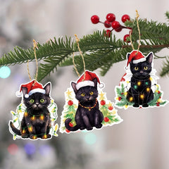 6pcs Cat Hanging Sign Christmas Party Decorations