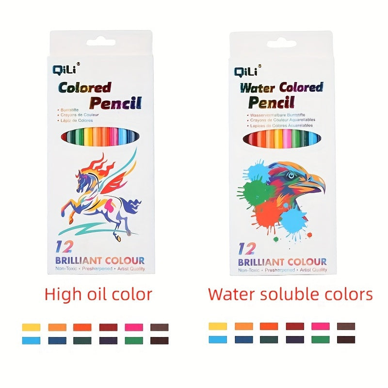 12 Colors High Quality Water Soluble Metal Fluorescent Drawing Pencils