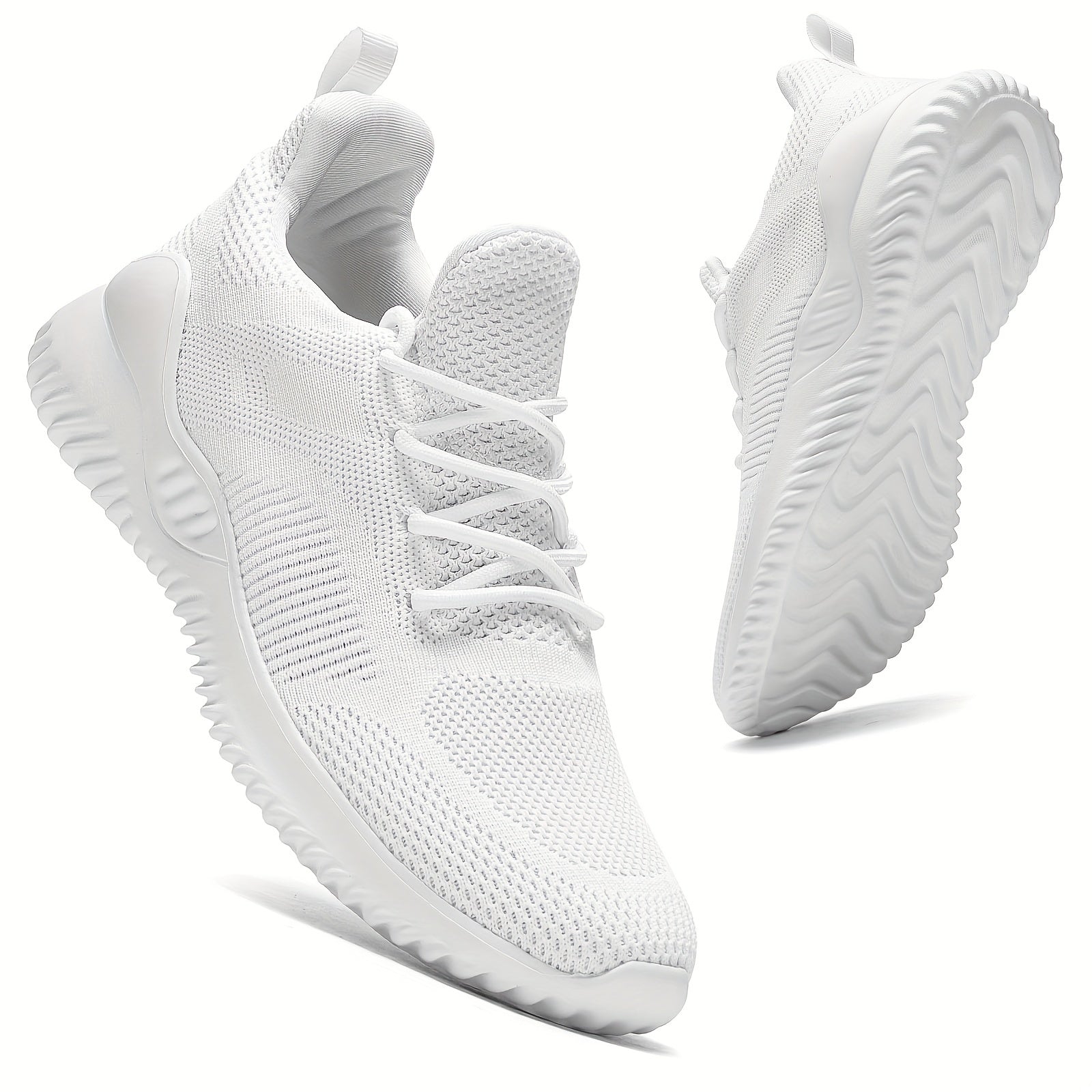 Men's Solid Running Shoes Breathable Woven Knit Sneakers