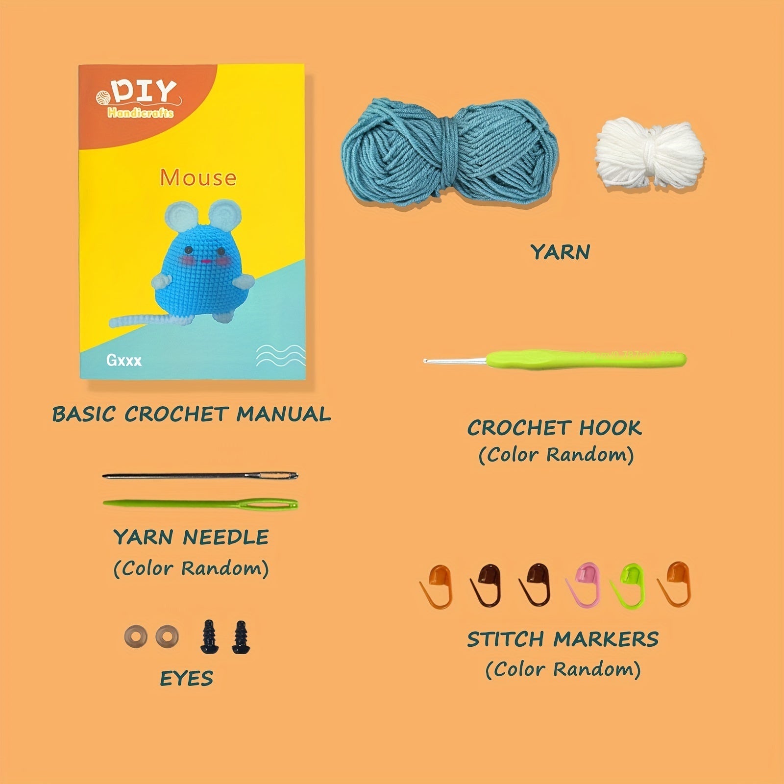Beginner Crochet Kit Mouse w/ Video Tutorials DIY Kit