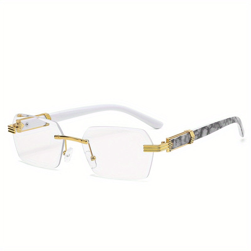 Rectangle Lens Glasses Metal Hinge Graphic Temple Casual Outdoor Eyewear