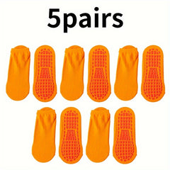 5 Pairs Comfy Crew Socks Breathable Non slip Women's Stockings