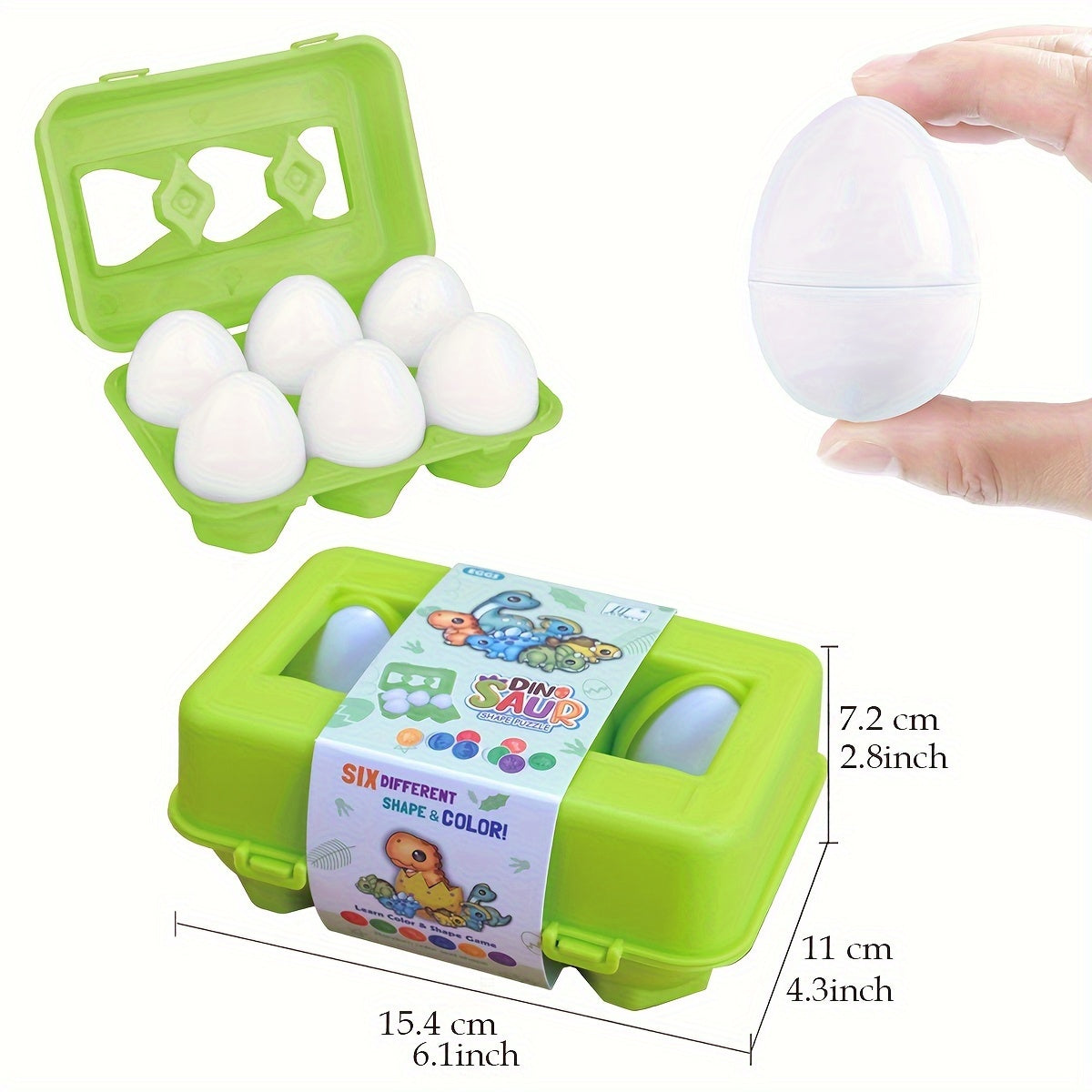 Dino Egg Puzzle Toy Shapes Colors Dino ID Ages 0-3 Easter Halloween
