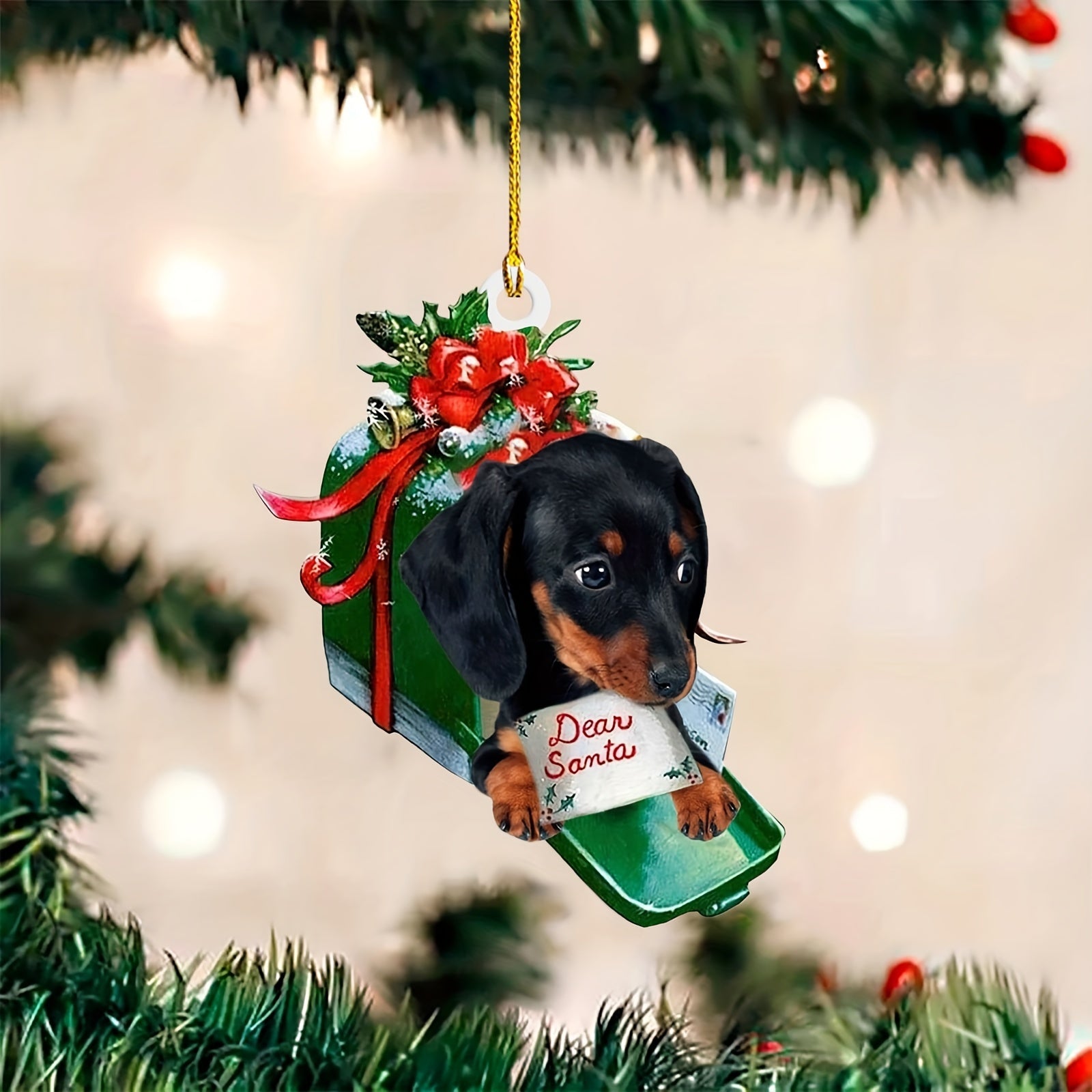 Festive Christmas Dachshunds Car Backpack Hanging Decorations