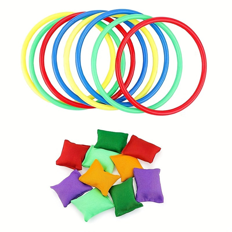 20pcs Bean Bag Ring Toss Game Set Kids Outdoor Sports Plastic Ring Toss Game