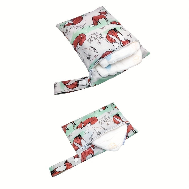 2pcs Fox Print Waterproof Diaper Bag Washable Travel Bag