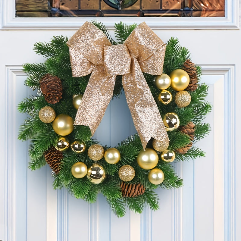 Bowknot Christmas Wreath Window Home Door Decor