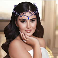 Women's Purple Beaded Crown Headwear for Halloween & Independence Celebrations