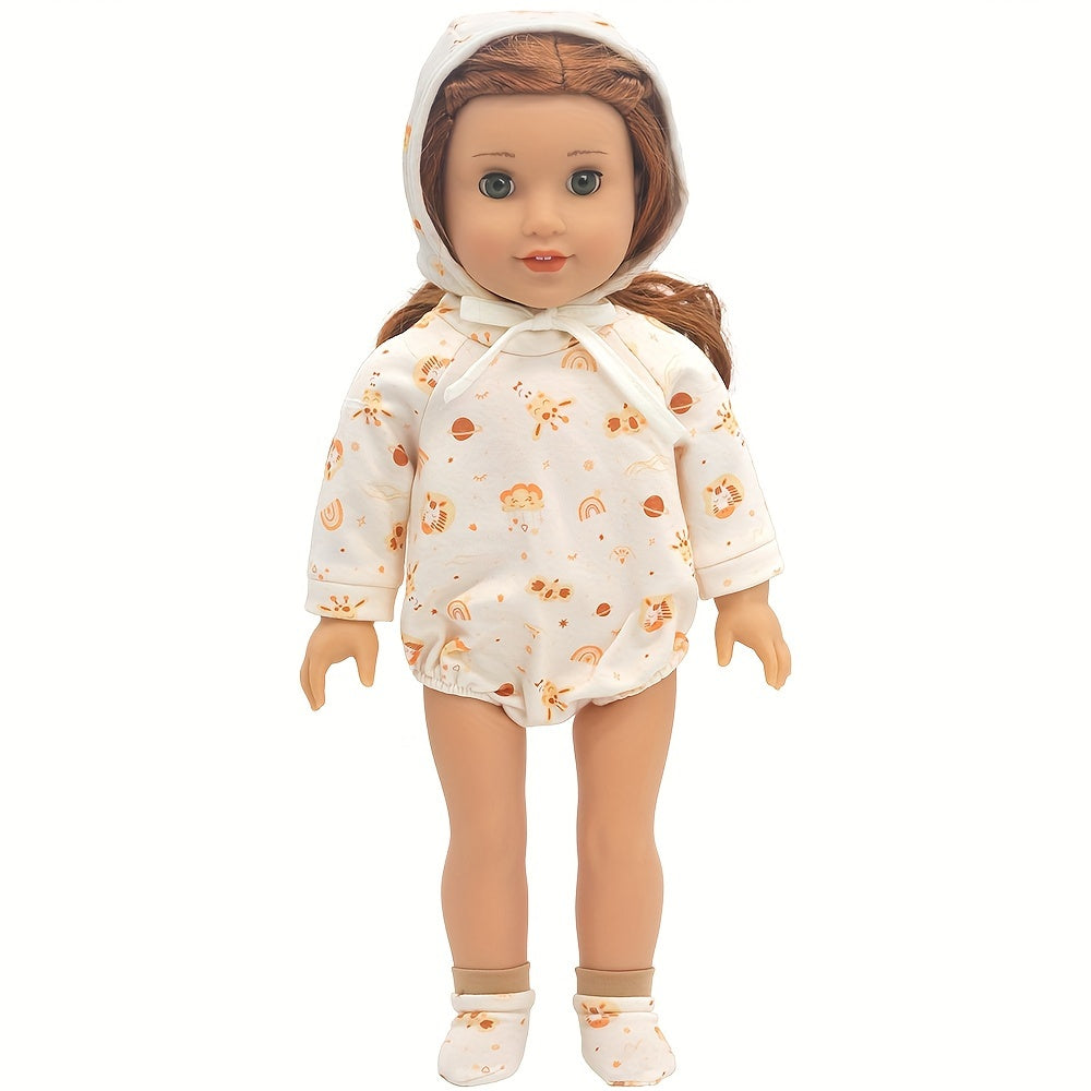 Doll Clothes Set Onesie Romper & Accessories for 17 Inch Dolls