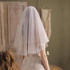 Double Layer Bridal Veil with Comb Romantic Wedding Hair Cover for Brides