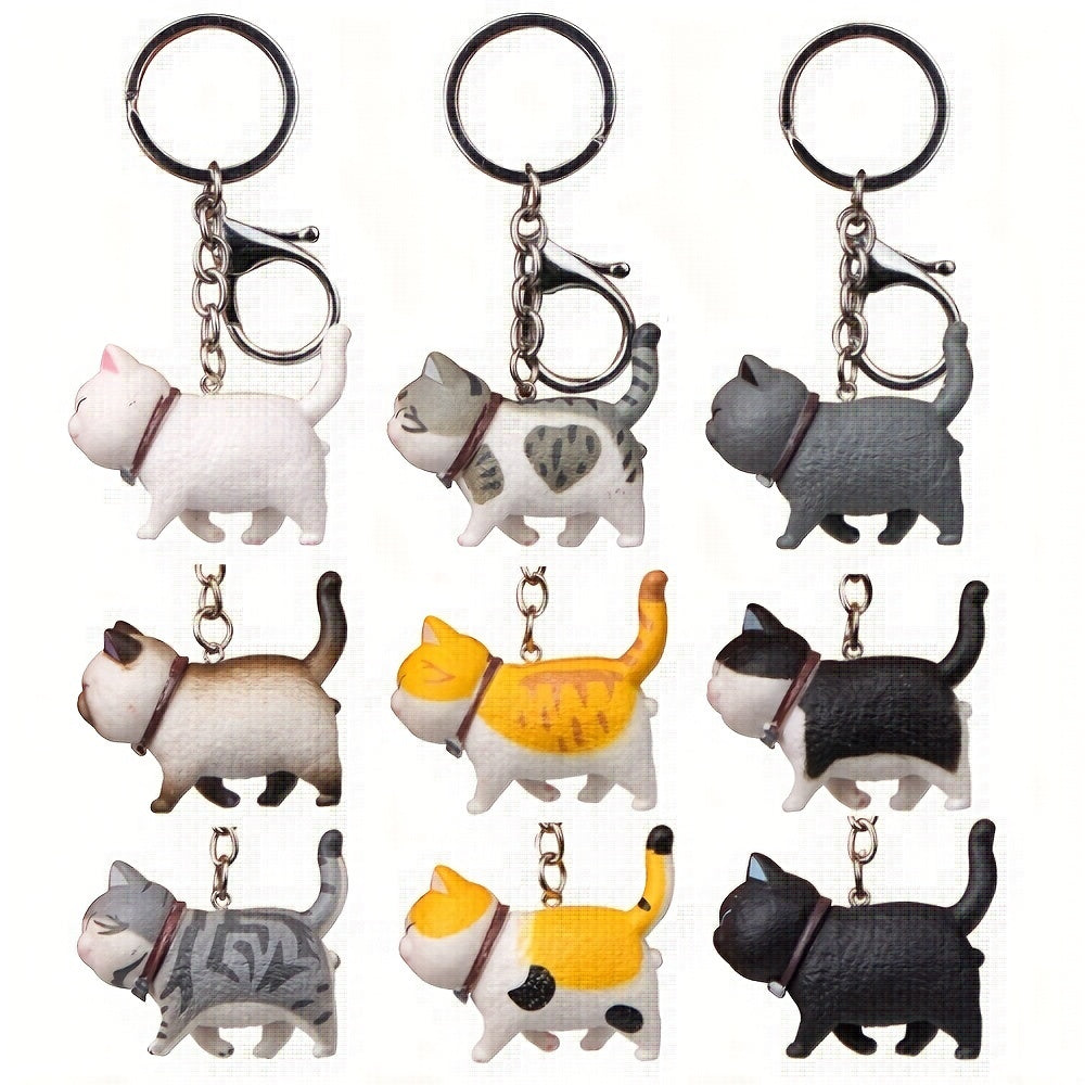 Cat Shaped Keychain Metal Anime Keyrings for Couple Handbags
