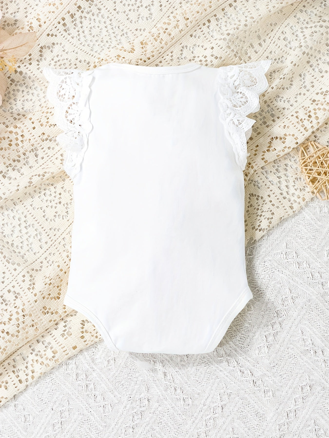 Baby Girl Ruffle Trim Flutter Sleeve Onesie Romper