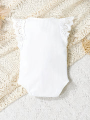 Baby Girl Ruffle Trim Flutter Sleeve Onesie Romper
