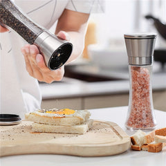 2pcs Glass Pepper & Salt Grinder Manual Mill Spice Crusher Bottle