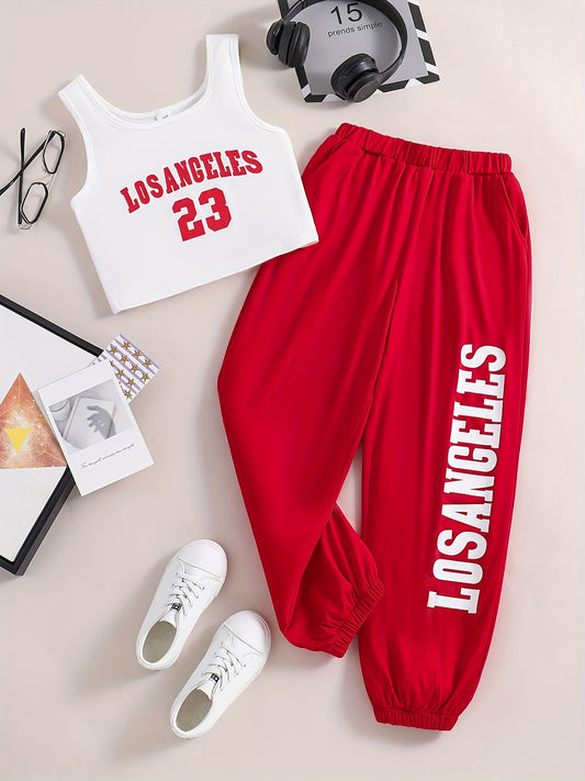 Girls Casual Tank Top & Pants Set For Summer Holiday Party