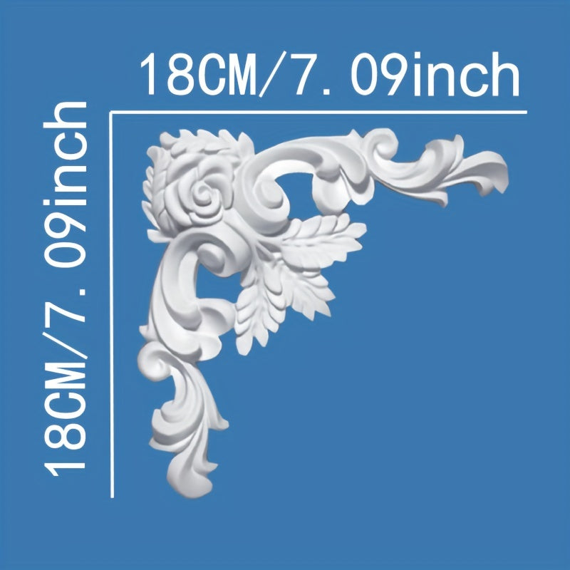 1pc PU French Corner Flower Plaster Decorative Background Wall Decal