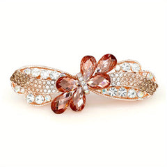 Vintage Rhinestone Flower Hair Clip for Ponytail