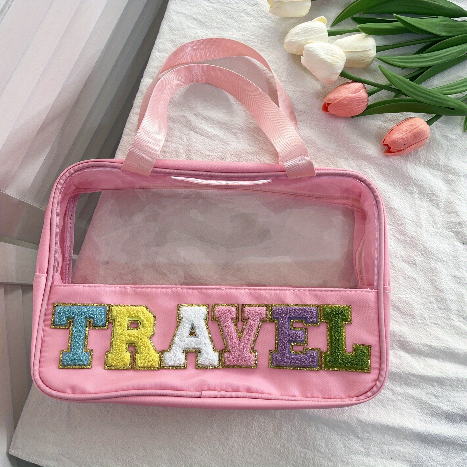 Transparent Waterproof Cosmetic Bag Large Capacity Handheld Makeup Storage