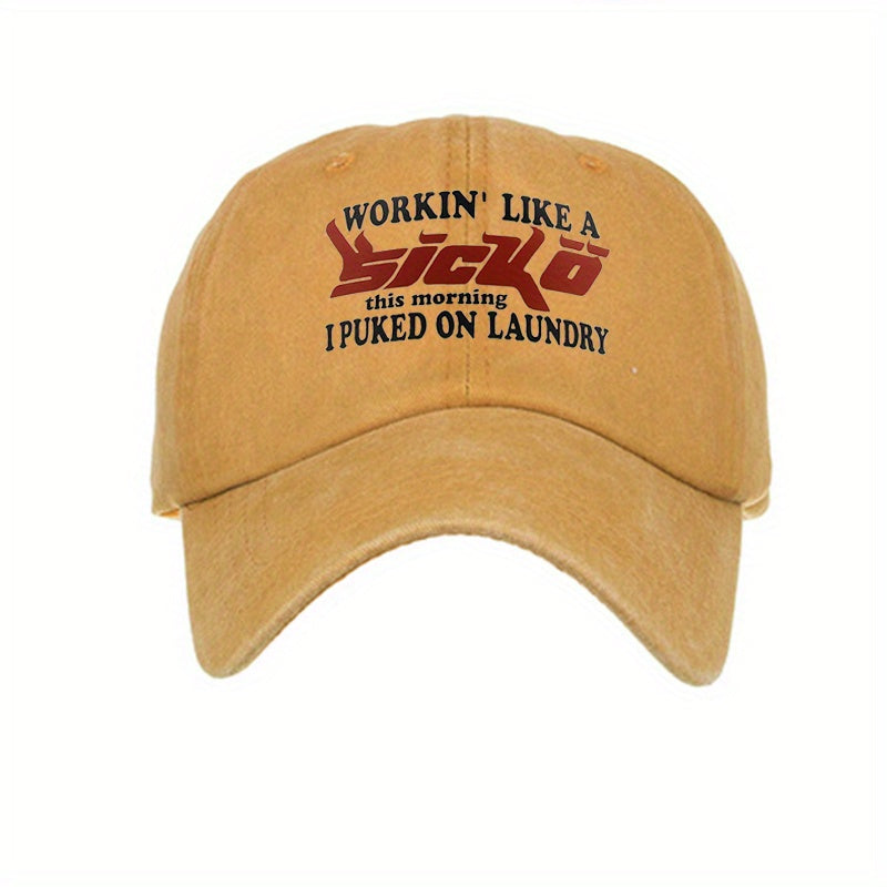 Vintage Baseball Cap Letter Printed Distressed Cotton Dad Hats Solid Sun Hat