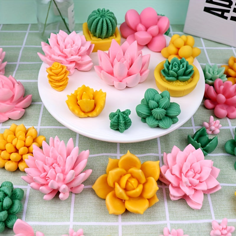 9pcs 3D Silicone Succulent Plant Chocolate Molds Baking Tool